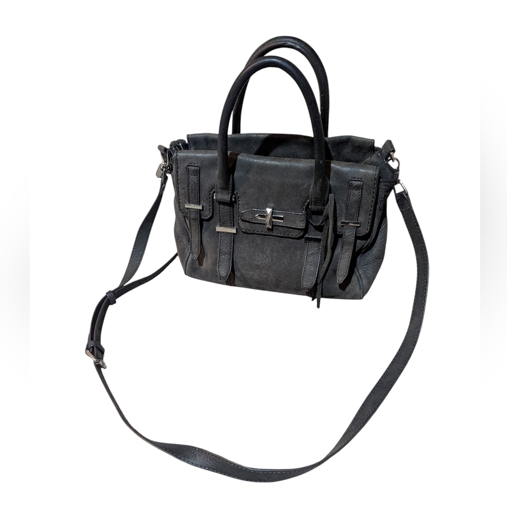 Rebecca Minkoff Grey Nubuck Suede Satchel Tote Handbag Boho